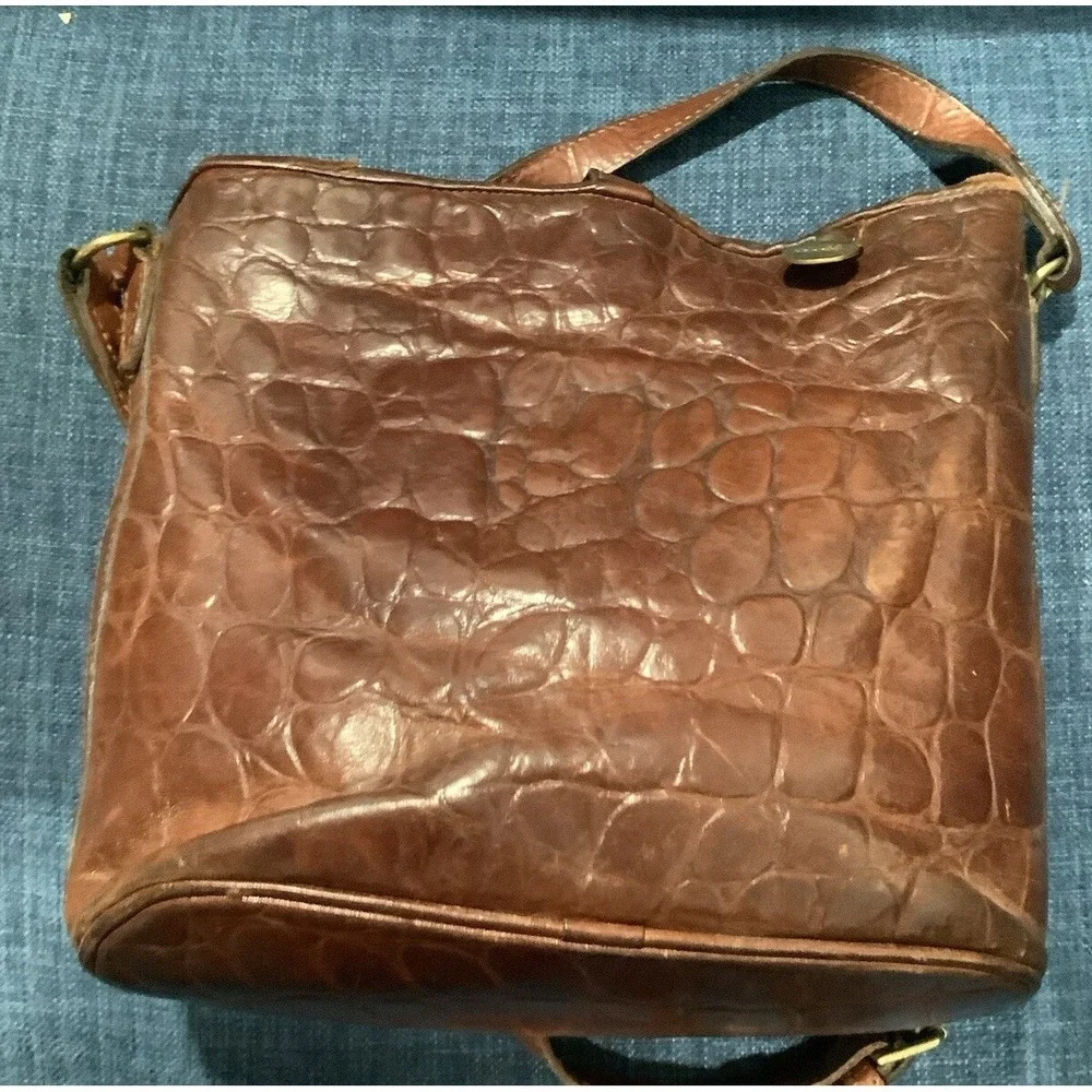 Rare Mulberry 2Way Shoulder Bag Handbag Bucket Leather Croco Embossed